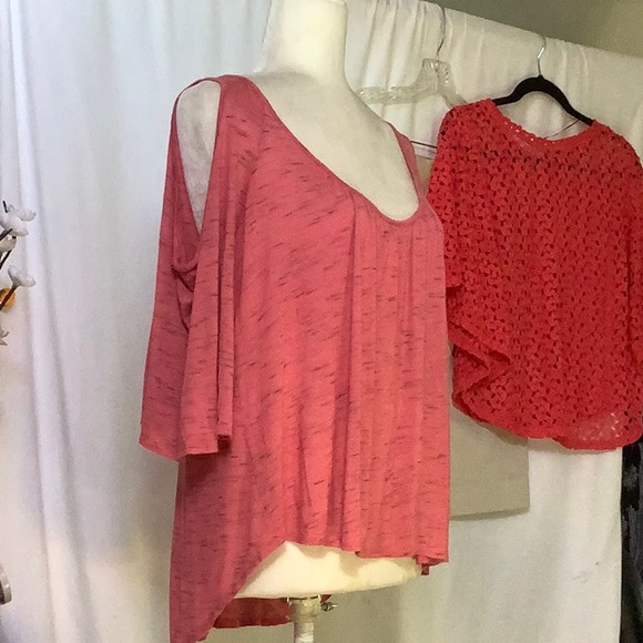 H.I.P. Pink Jersey Knit Cold Shoulder Top Size M - Picture 9 of 9